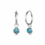 Hoop Earrings With Tibetan Turquoise Charm, thumbnail 2 of 5