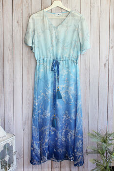 Liana Dress In Blue Ombre Botanical, 7 of 8