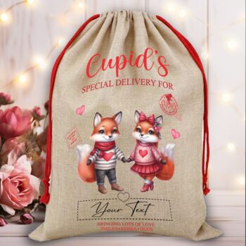 Personalised Valentine Animal Couple Love Heart Cupid Sack, 3 of 12