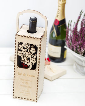 Blossom Tree Personalised Wooden Bottle Gift Box, 4 of 5
