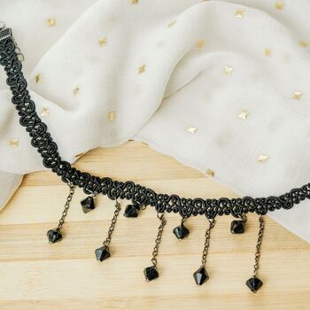 Handmade Black Beaded Gothic Emo Lace Choker Necklace, 7 of 7