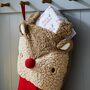 Personalised Red Reindeer Christmas Stocking, thumbnail 2 of 4