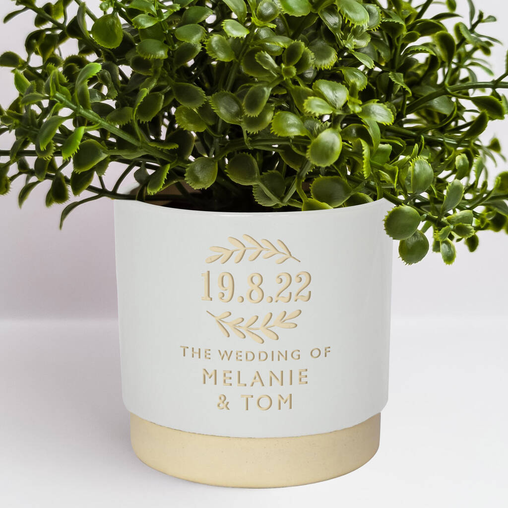 Personalised Wedding Date Indoor Plant Pot, 1 of 6