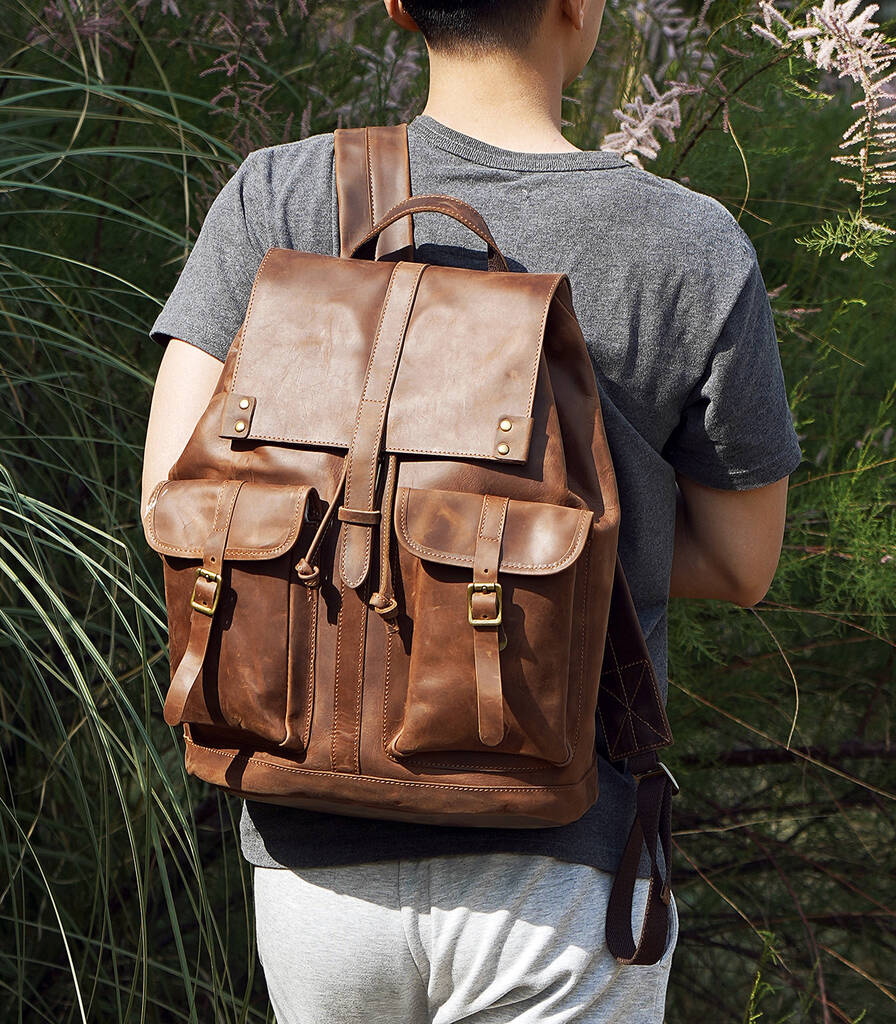 Two Front Pockets Genuine Leather Backpack By EAZO | notonthehighstreet.com