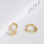 18 K Gold Vermeil White Topaz Wave Huggie Hoop Earrings, thumbnail 4 of 10