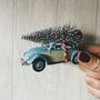 Vw Light Blue Beatle With Christmas Tree, thumbnail 2 of 2