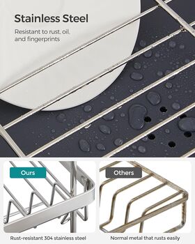 Two Tier Dish Drying Rack Steel Drainer Shelf, 6 of 8