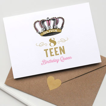 Personalised Teen Queen Birthday Card 16 17 18 19, 3 of 5