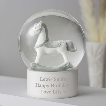 Personalised Rocking Horse Glitter Snow Globe, 4 of 4