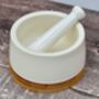 Scandi Home Cream And Wood Pestle And Mortar, thumbnail 3 of 4