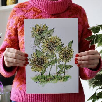 Sunflower Watercolour A4 Art Print, 5 of 5