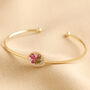 Pressed Birth Flower Bangle In Gold Plating, thumbnail 8 of 12