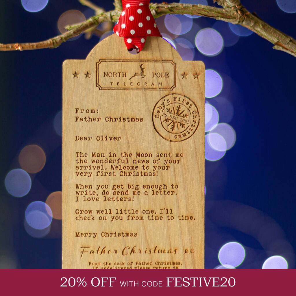 Bespoke Baby's First Christmas Wooden Tag Decoration, 1 of 6
