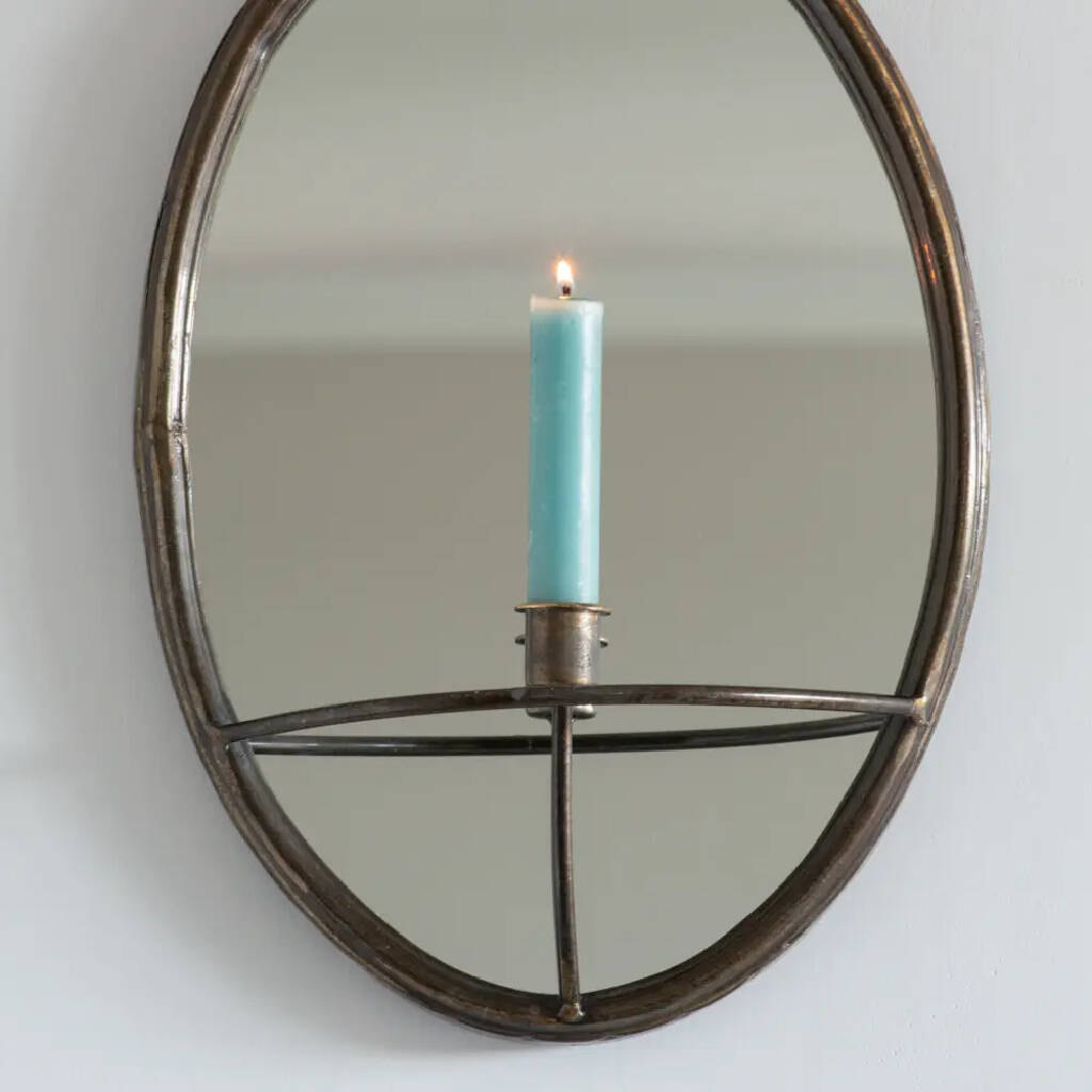 Oval Mirror With Candle Holder Sconce By The Danes