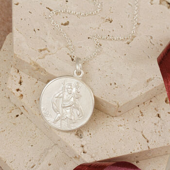 Classic St Christopher Sterling Silver Necklace 24mm, 4 of 12