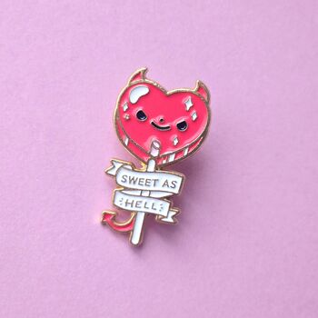 Sweet As Hell Heart Enamel Pin Badge, 2 of 4