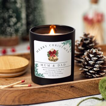 Merry Christmas Mum And Dad Candle, Personalised Xmas Gift For Parents, 6 of 9