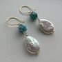 Large Freshwater, Gold Plated 925 Silver Drop Earrings, thumbnail 4 of 8