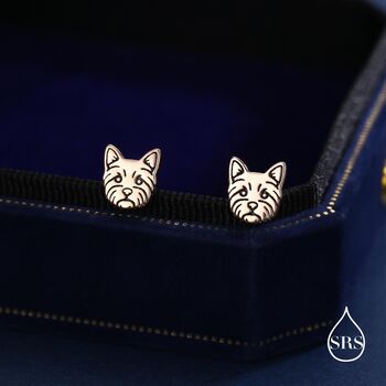 Sterling Silver Yorkshire Terrier Stud Earrings, 5 of 12
