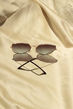 Blue Brown Gradient Tint Butterfly Cat Eye Sunglasses, 3 of 6