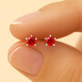Sterling Silver Ruby Micro Stud Earrings, thumbnail 1 of 3