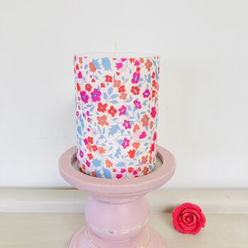 Floral Pillar Candle ~ Pinks, 3 of 6