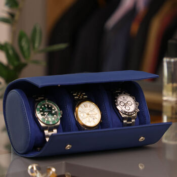 Personalised Luxury Midnight Blue Trio Watch Case, 4 of 9