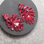 Red Tortoiseshell Leaf Earrings, thumbnail 1 of 3