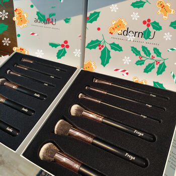 Christmas Luxurious Personalised Makeup Brushes Engraved Set, 2 of 10