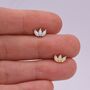 White Opal Marquise Cluster Stud Earrings In Sterling Silver, thumbnail 4 of 10