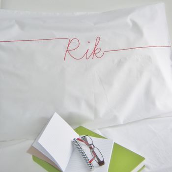Personalised Couples Script Embroidered Pillowcase Set, 2 of 4