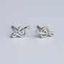 Sterling Silver Treble Clef Stud Earrings, thumbnail 3 of 6