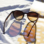 Front Lens Rounded Classic Pin Sunglasses In Tortoise Shell, thumbnail 3 of 3