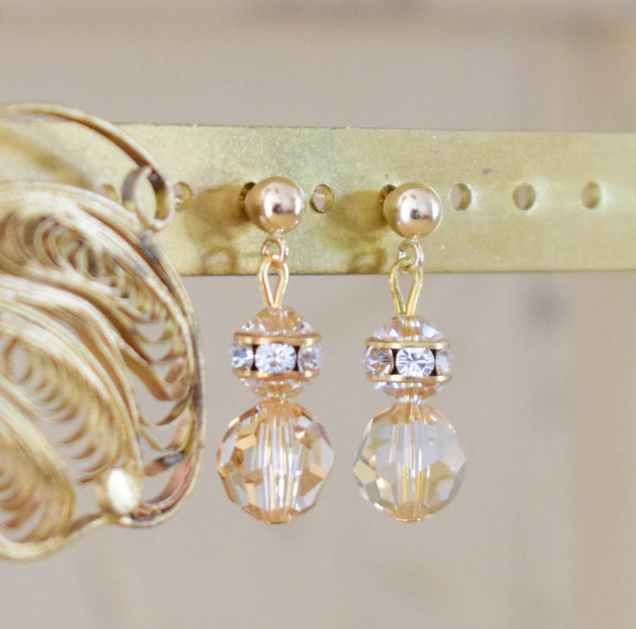 gold crystal drop earrings by katherine swaine | notonthehighstreet.com