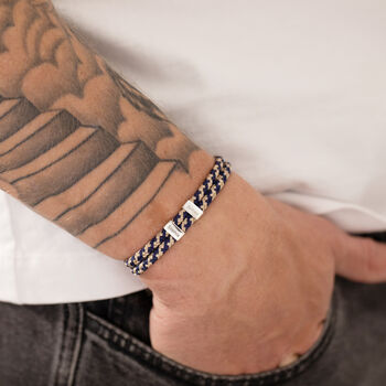 Personalised Men's Silver Nautical Cord Story Bracelet, 3 of 3