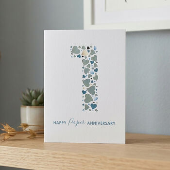 Love Hearts Paper 1st Anniversary Card, 2 of 6