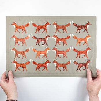 Red Foxes Large Fabric Placemat, 8 of 11