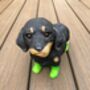 Dachshund Garden Ornament With Green Boots Sausage Dog, thumbnail 9 of 9