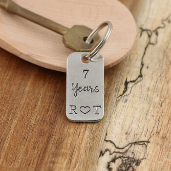 7th Anniversary Couples Gift Milestone Year Keyring, 8 of 8