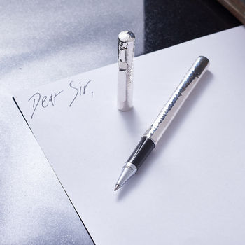 Hammered Silver Personalised Roller Ball Pen, 2 of 4