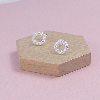 Sterling Silver Halo Heart Studs, 4 of 6
