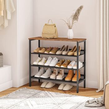 Four Tier Shoe Rack With Three Adjustable Mesh Shelves, 3 of 8