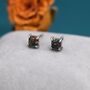 Black Opal Square Stud Earrings In Sterling Silver, thumbnail 1 of 12