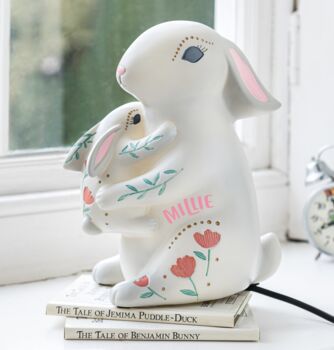 Personalised Mummy And Baby Rabbit Lamp, 3 of 4