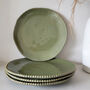 Olive Green Porcelain Beaded Dinner Plates, thumbnail 1 of 3