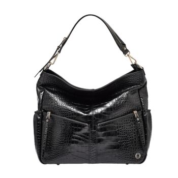 Lennox Black Embossed Leather Handbag, 2 of 10