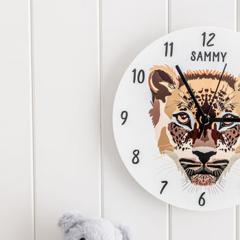 Personalised Leopard Face Bedroom Wall Clock, 3 of 4