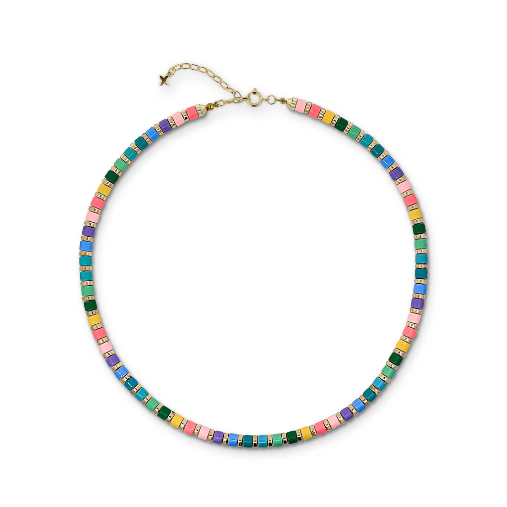 Multicoloured Pastel And Gold Tone Metal Beaded Necklace, 1 of 1