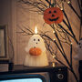 Halloween Ghost Holding Pumpkin Tru Glow Pillar Candle, thumbnail 3 of 3