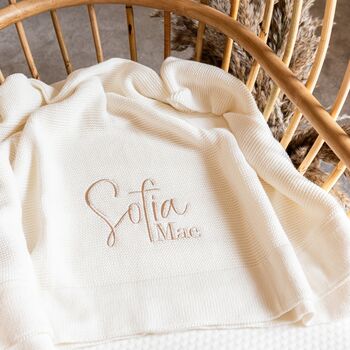 Solid Edge Baby Knit Blanket | Personalised, 5 of 8